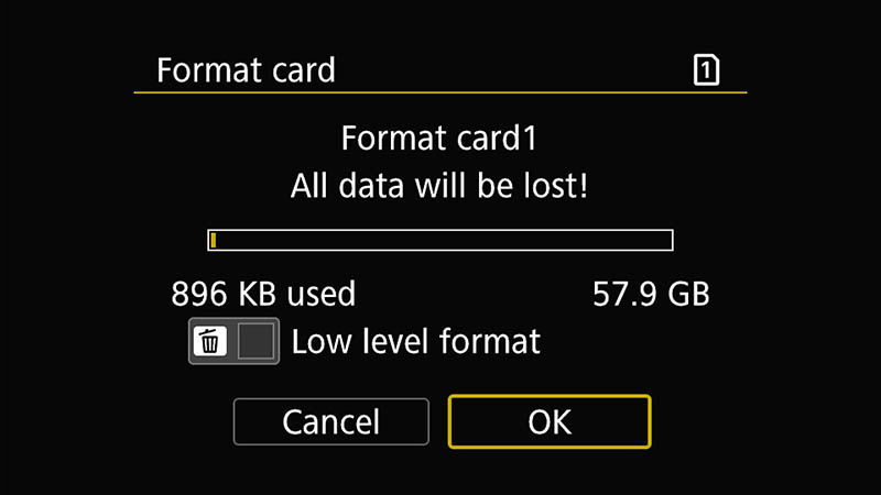 Canon R6 Confirm Format